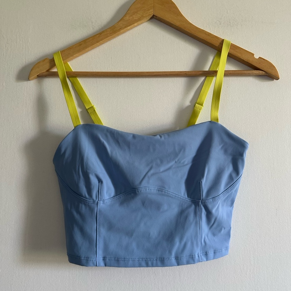 Outdoor Voices Blue/Yellow Cropped Shelf Bra Athletic Brami size XS EUC - Picture 3 of 6
